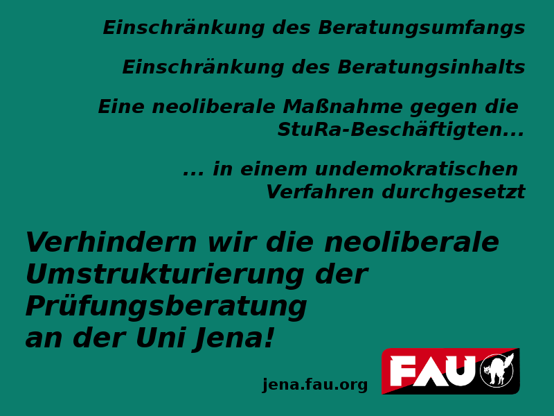 Drastische Einschränkung der Prüfungsberatung an der FSU Jena