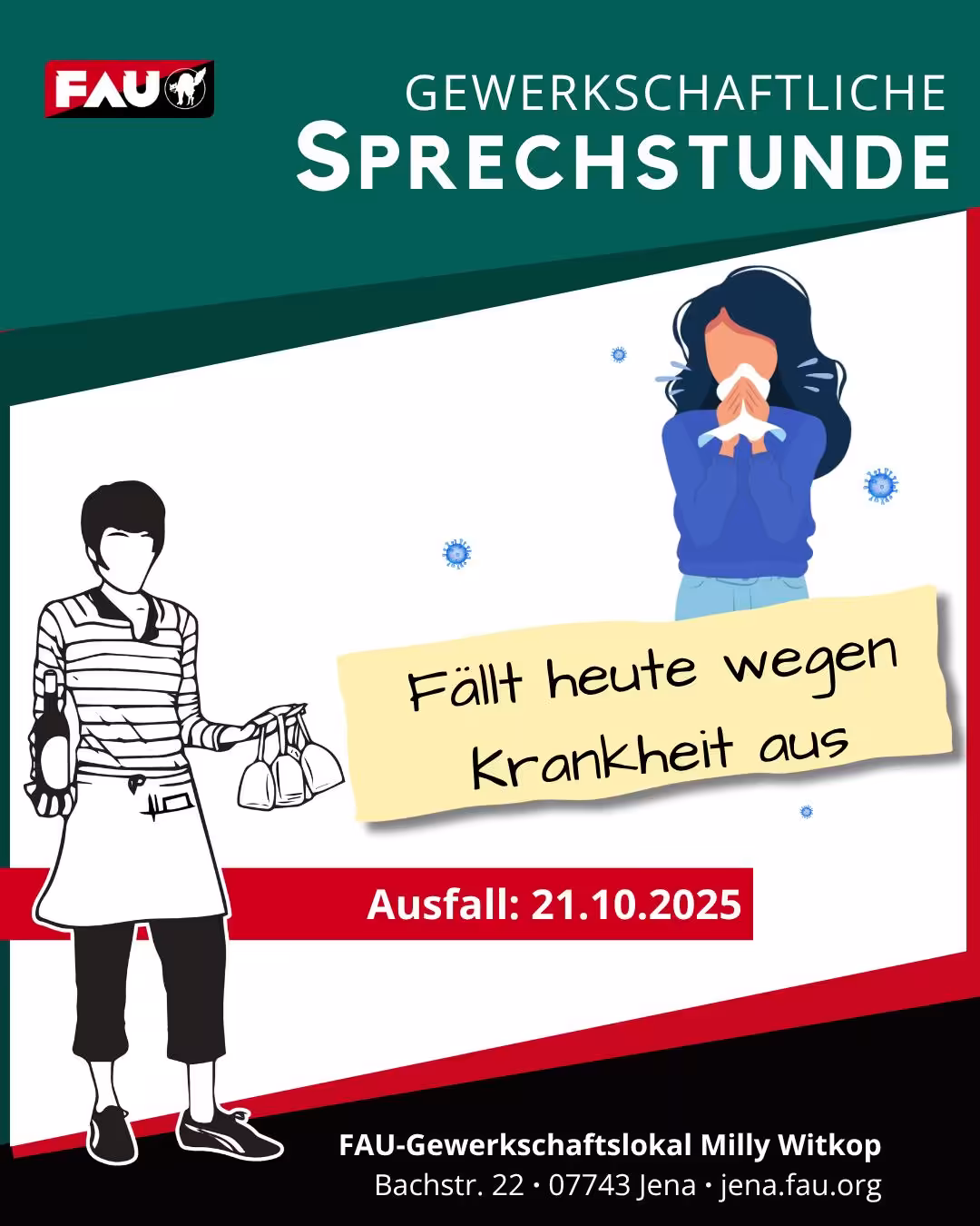 Achtung!: Heute, am 21. Oktober 2025 fällt unsere Sprechstunde (normalerweise um 19:00 Uhr) aus.