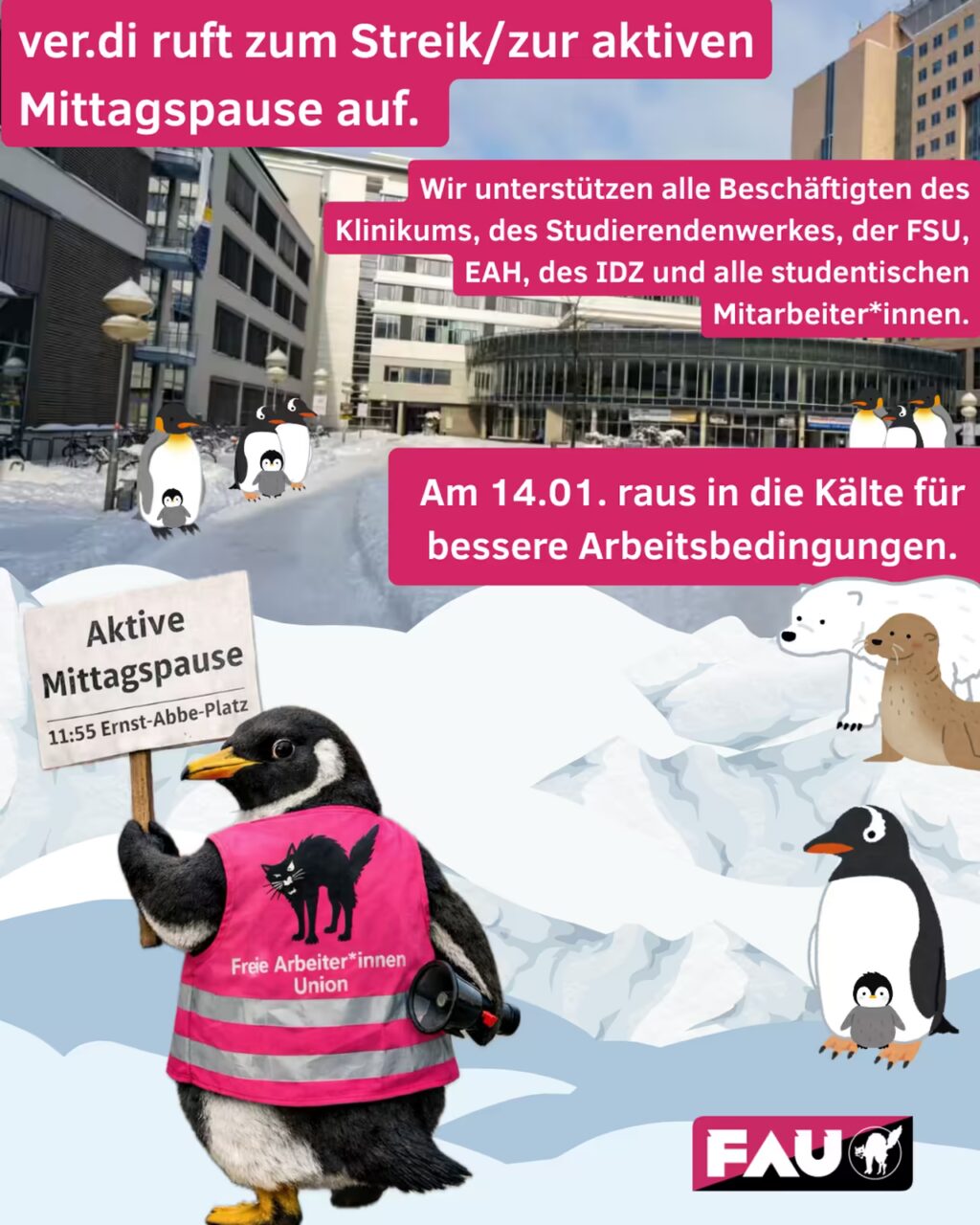 ver.di ruft zum Streik/zur aktiven Mittagspause auf